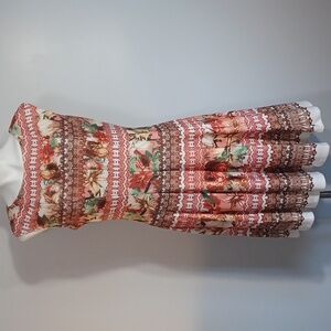 GABBY SKYE floral, sleeveless, dress w/ flowy flare bottom & high neck. Size 10